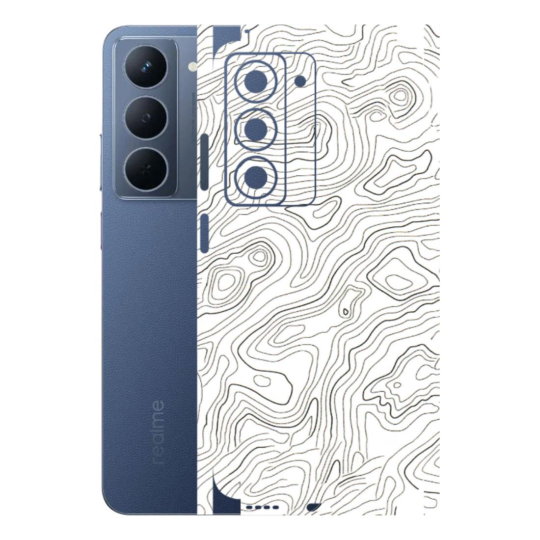 Realme Phone Skins (All Models) - White Black Swirls - 3D Embossed Finish (L-219) Realme P3X