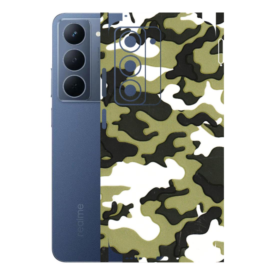 Realme Phone Skins (All Models) - Camouflages White And Green - 3D Embossed Finish (L-243) Realme P3X
