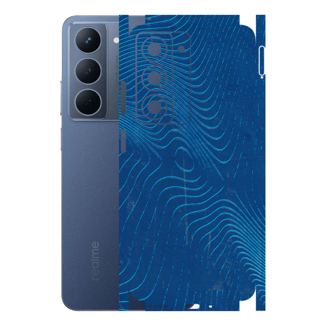 Realme Phone Skins (All Models) - Abstract Blue Line Map - 3D Embossed Finish (L-272) Realme P3X