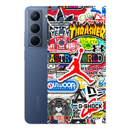 Realme Phone Skins (All Models) - Multi Brands Sticker Graffiti - 3D Embossed Finish (L-37) Realme P3X
