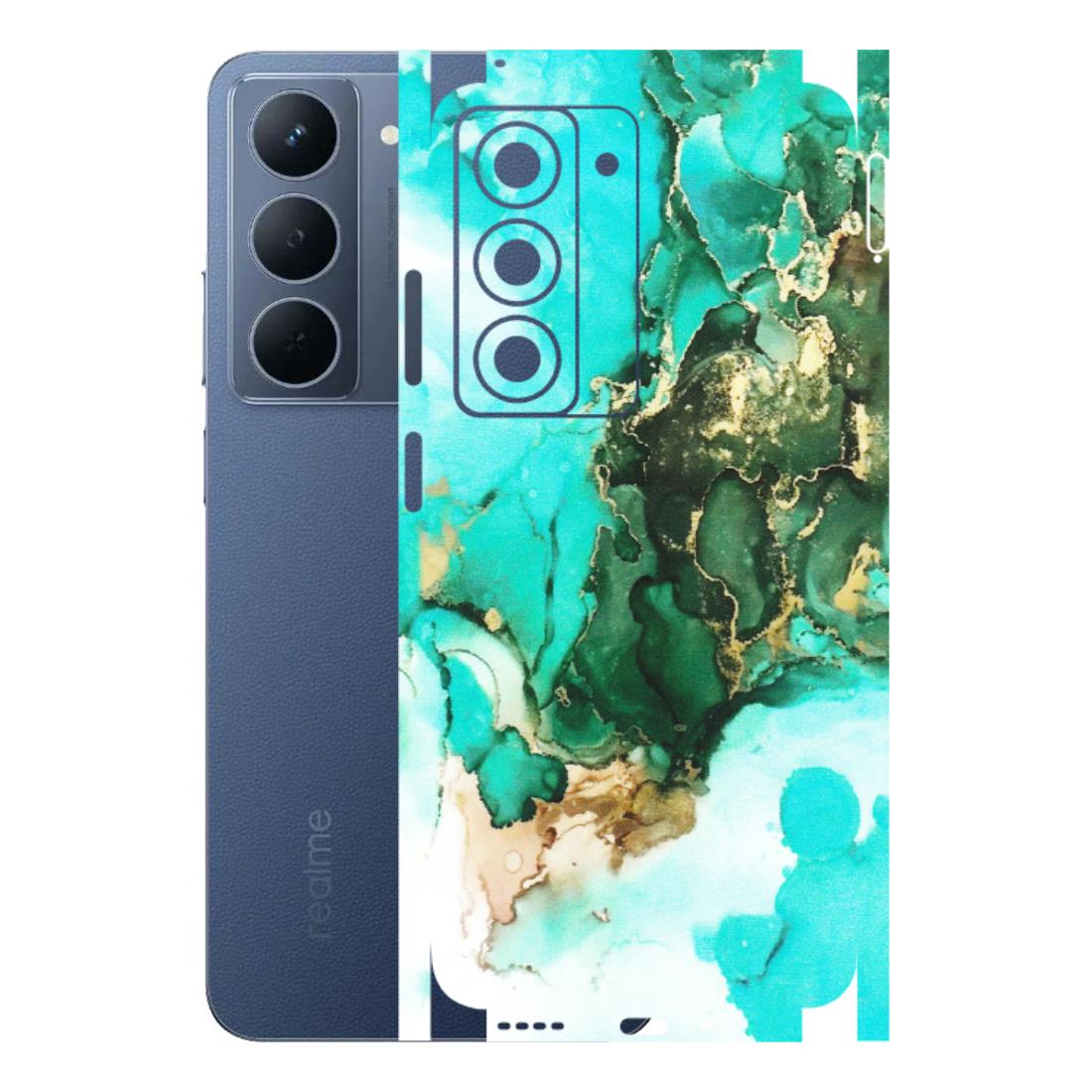 Realme Phone Skins (All Models) - The Blue Gold Marble - Matte Finish (M-124) Realme P3X