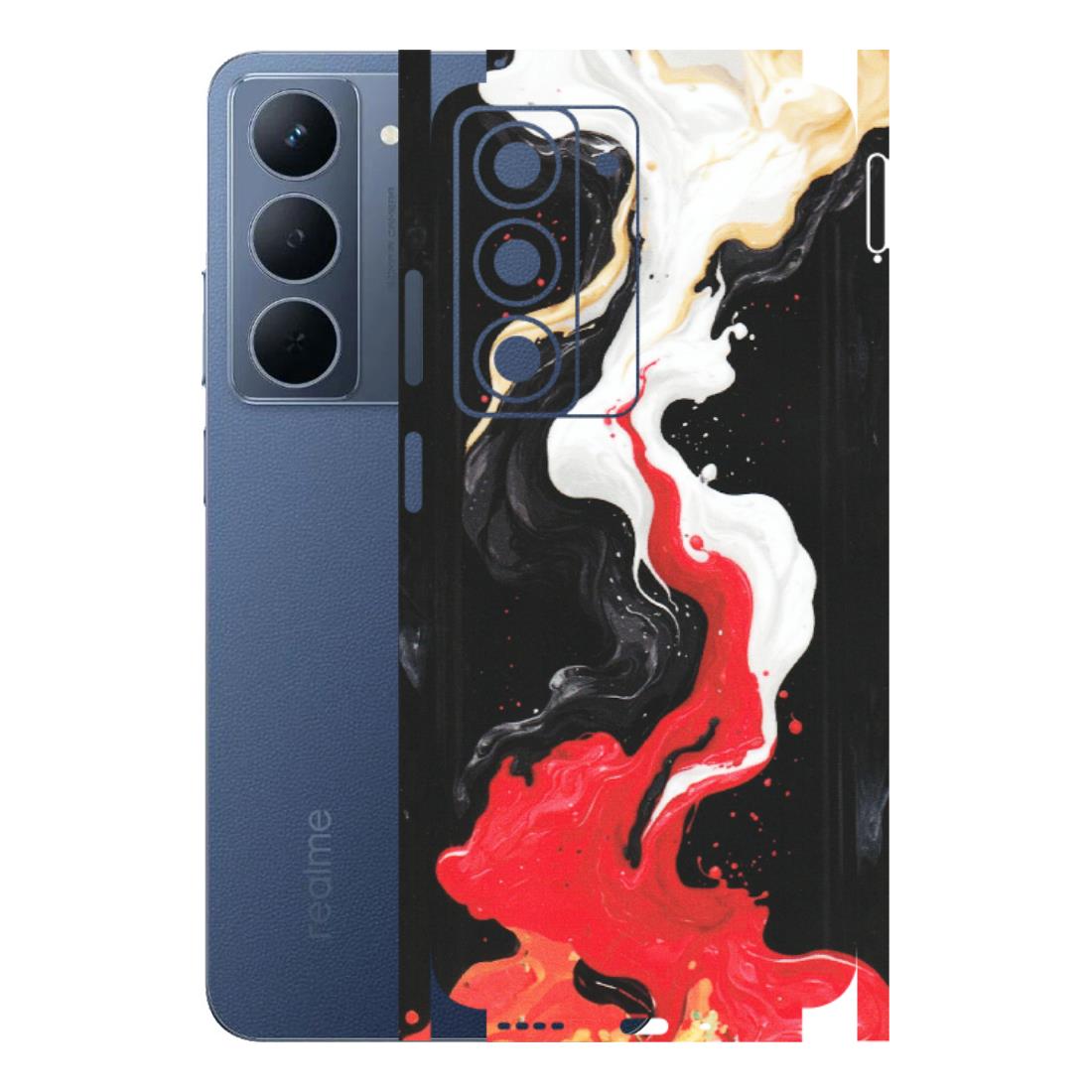 Realme Phone Skins (All Models) - Black Red White Paint Splash Fusion - Matte Finish (M-56) Realme P3X