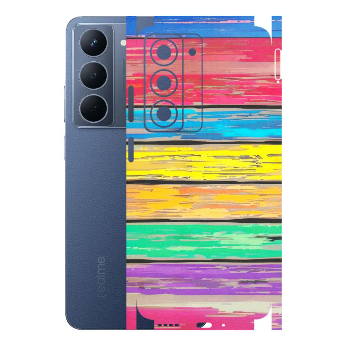 Realme Phone Skins (All Models) - Multi Colour Wooden Wall - Matte Finish (M-96) Realme P3X