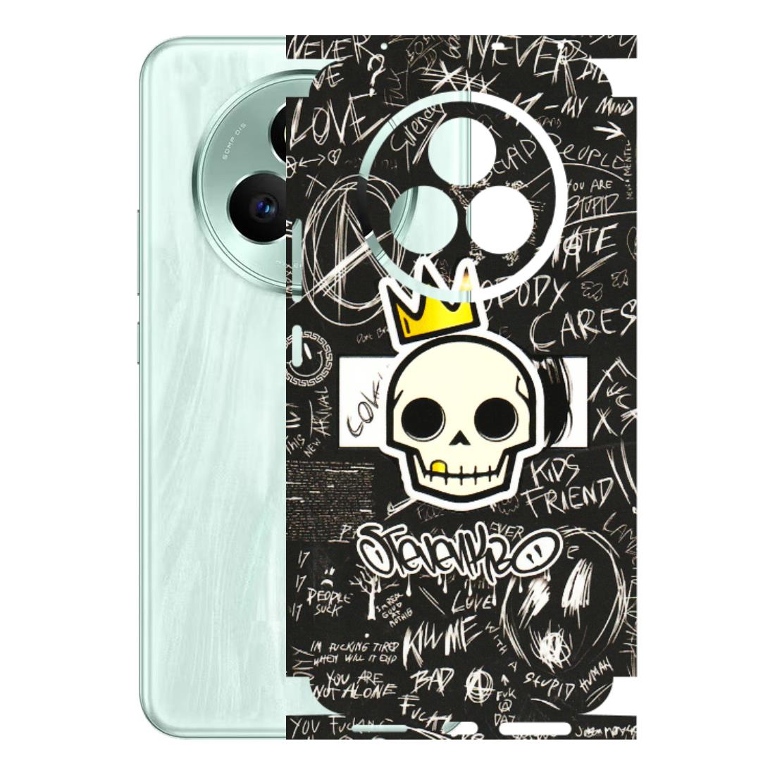 Realme Phone Skins (All Models) - Funny Skull Black Chalk Grafitti - 3D Embossed Finish (L-22) Realme P3 Pro