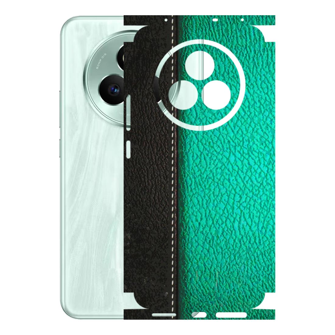 Realme Phone Skins (All Models) - Black Green Dual  Leather Stich - 3D Embossed Finish (L-233) Realme P3 Pro