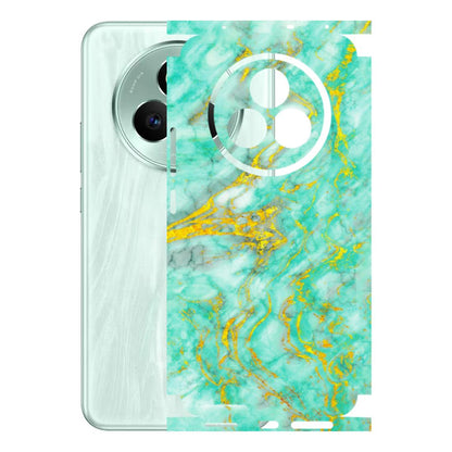 Realme Phone Skins (All Models) - Green And Gold Marble Feel - Matte Finish (M-16) Realme P3 Pro