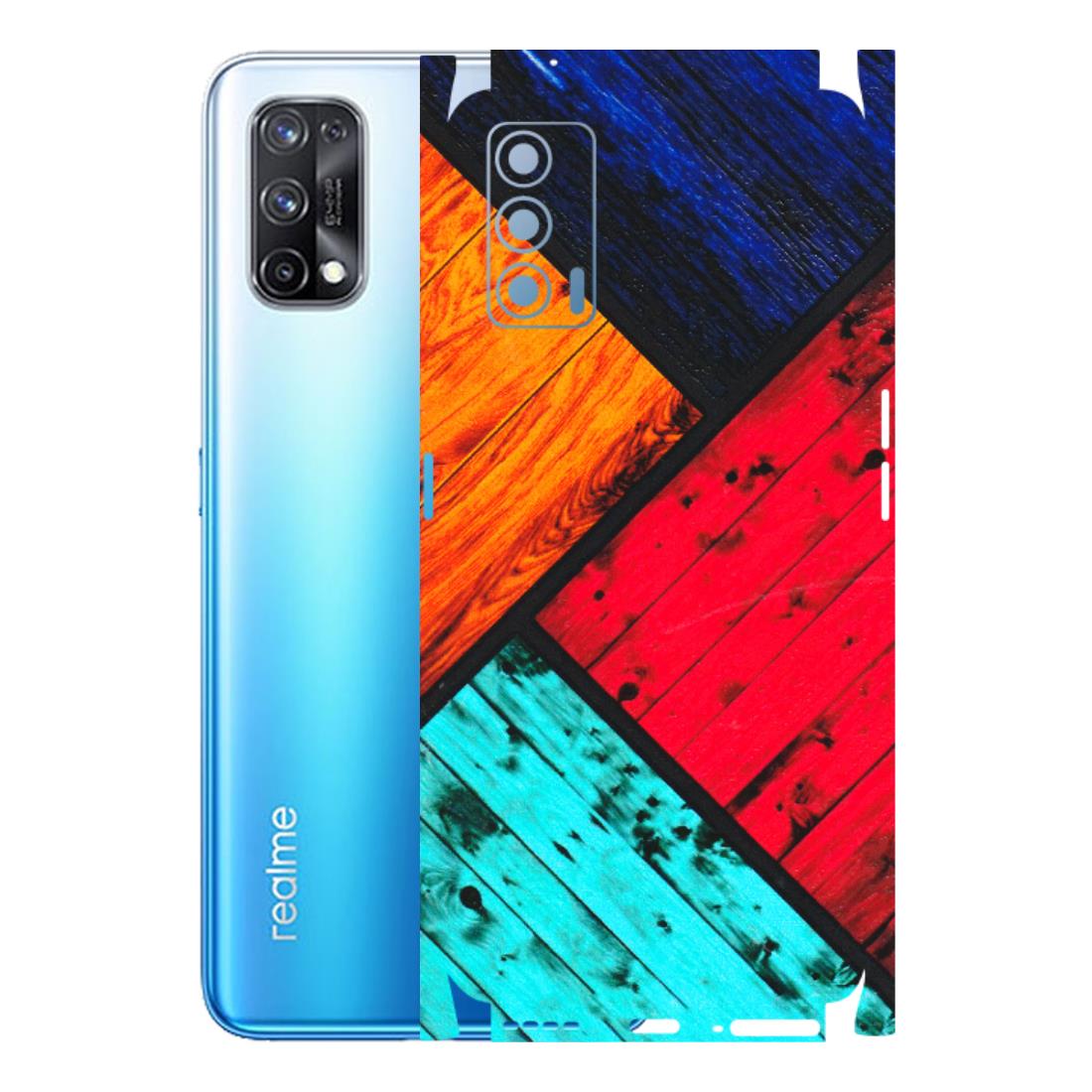 Realme Phone Skins (All Models) - Colourful Wood Panels Abstract - 3D Embossed Finish (L-09) Realme X7 5G
