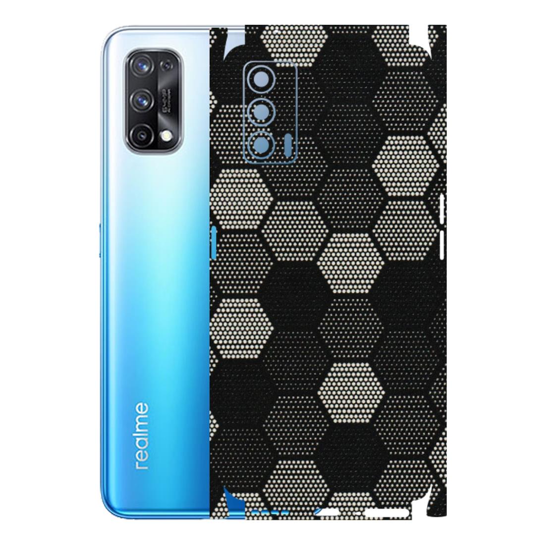 Realme Phone Skins (All Models) - Black & White Dotted Honeycomb Texture - 3D Embossed Finish (L-202) Realme X7 5G