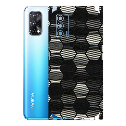 Realme Phone Skins (All Models) - Black & White Dotted Honeycomb Texture - 3D Embossed Finish (L-202) Realme X7 5G