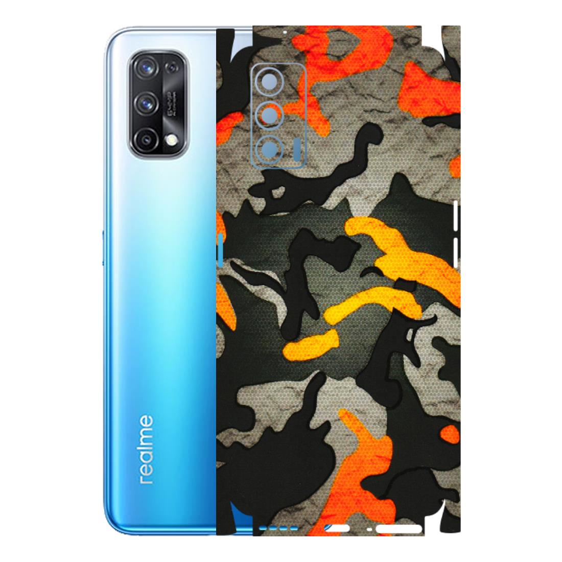 Realme Phone Skins (All Models) - Orange Camouflage - 3D Embossed Finish (L-204) Realme X7 5G