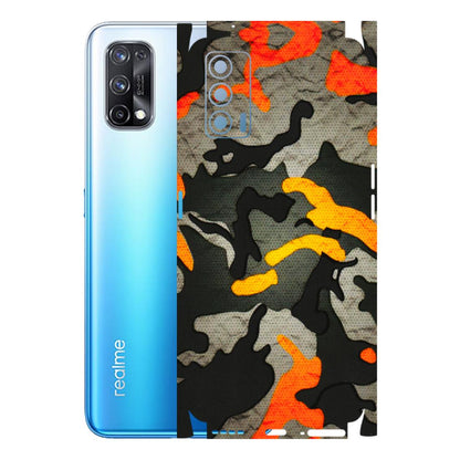 Realme Phone Skins (All Models) - Orange Camouflage - 3D Embossed Finish (L-204) Realme X7 5G