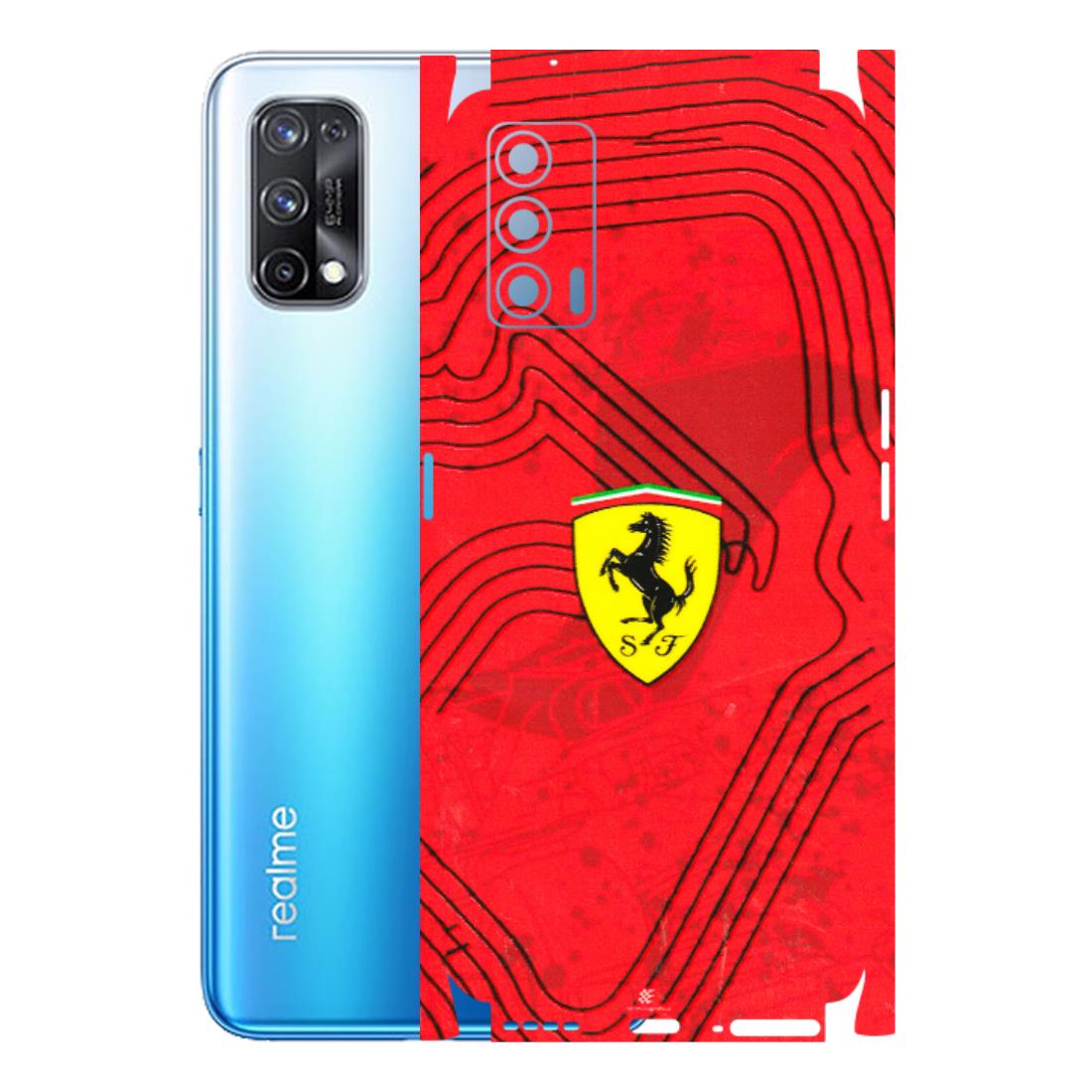 Realme Phone Skins (All Models) - Red Ferrari Logo Stylish - 3D Embossed Finish (L-238) Realme X7 5G