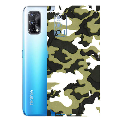 Realme Phone Skins (All Models) - Camouflages White And Green - 3D Embossed Finish (L-243) Realme X7 5G