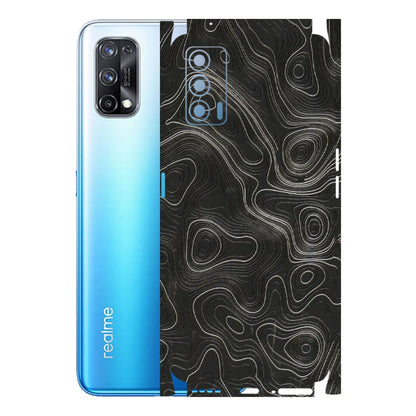 Realme Phone Skins (All Models) - Abstract White Line Map - 3D Embossed Finish (L-269) Realme X7 5G
