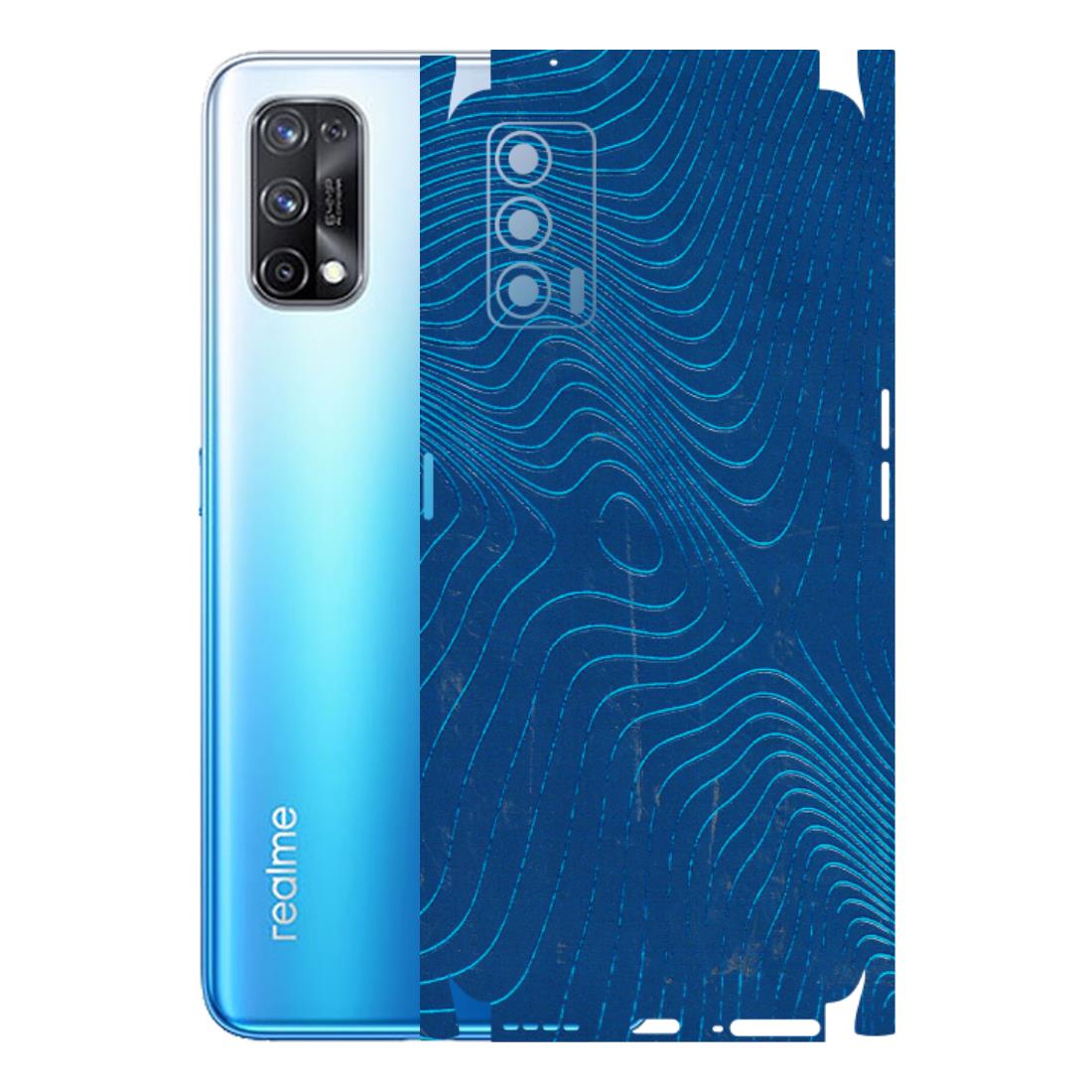Realme Phone Skins (All Models) - Abstract Blue Line Map - 3D Embossed Finish (L-272) Realme X7 5G