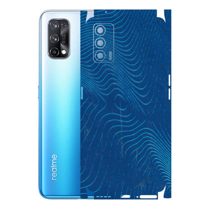 Realme Phone Skins (All Models) - Abstract Blue Line Map - 3D Embossed Finish (L-272) Realme X7 5G