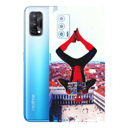 Realme Phone Skins (All Models) - Spiderman Hanging - 3D Embossed Finish (L-53) Realme X7 5G