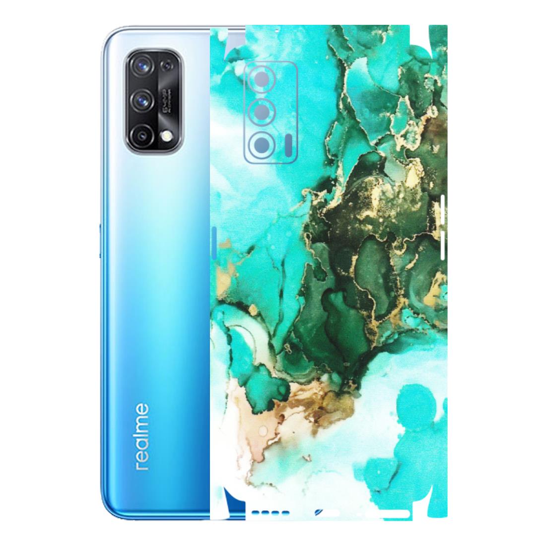 Realme Phone Skins (All Models) - The Blue Gold Marble - Matte Finish (M-124) Realme X7 5G