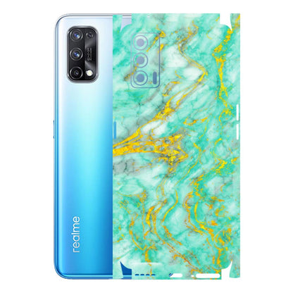 Realme Phone Skins (All Models) - Green And Gold Marble Feel - Matte Finish (M-16) Realme X7 5G