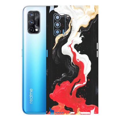 Realme Phone Skins (All Models) - Black Red White Paint Splash Fusion - Matte Finish (M-56) Realme X7 5G