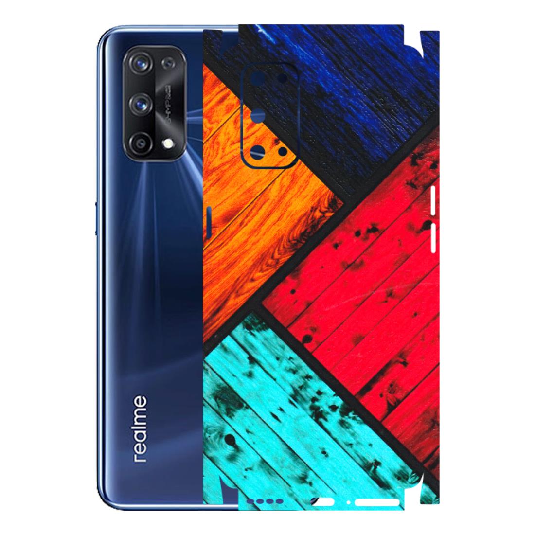 Realme Phone Skins (All Models) - Colourful Wood Panels Abstract - 3D Embossed Finish (L-09) Realme X7 Pro (5G)