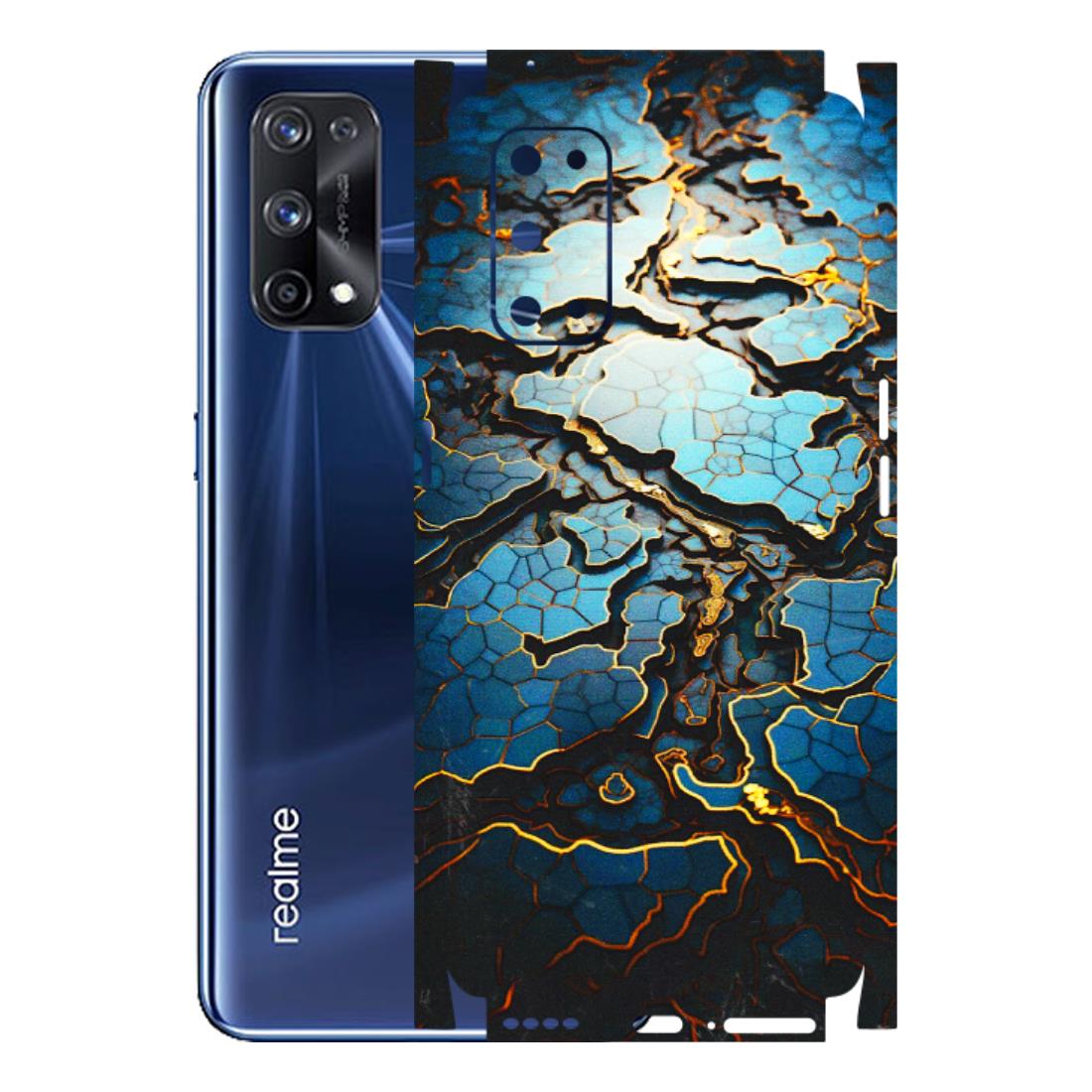 Realme Phone Skins (All Models) - Blue Gold Abstract - 3D Embossed Finish (L-11) Realme X7 Pro (5G)
