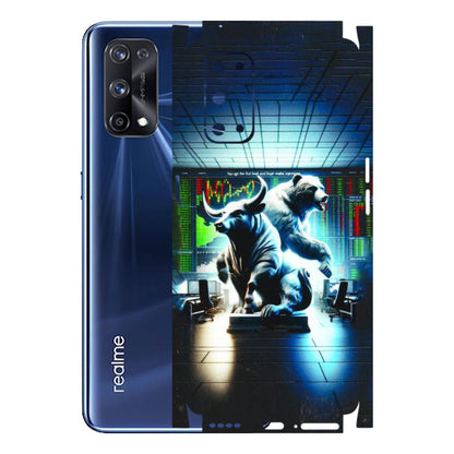 Realme Phone Skins (All Models) - Stock Market Sensex Bear vs Bulls - 3D Embossed Finish (L-15) Realme X7 Pro (5G)
