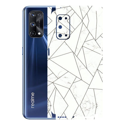 Realme Phone Skins (All Models) - Luxury White Marble Effect - 3D Embossed Finish (L-168) Realme X7 Pro (5G)