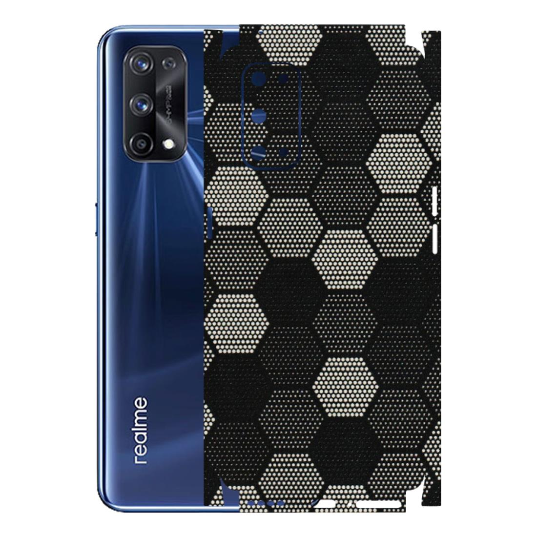 Realme Phone Skins (All Models) - Black & White Dotted Honeycomb Texture - 3D Embossed Finish (L-202) Realme X7 Pro (5G)