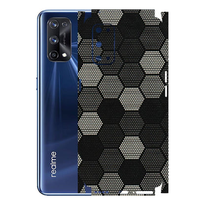 Realme Phone Skins (All Models) - Black & White Dotted Honeycomb Texture - 3D Embossed Finish (L-202) Realme X7 Pro (5G)