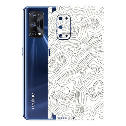 Realme Phone Skins (All Models) - White Black Swirls - 3D Embossed Finish (L-219) Realme X7 Pro (5G)