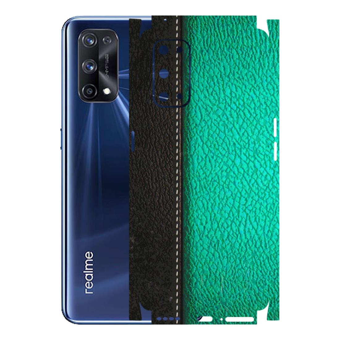 Realme Phone Skins (All Models) - Black Green Dual  Leather Stich - 3D Embossed Finish (L-233) Realme X7 Pro (5G)