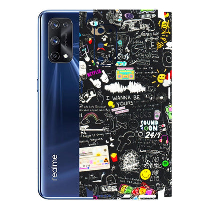 Realme Phone Skins (All Models) - Black Creatives Doodles - 3D Embossed Finish (L-311) Realme X7 Pro (5G)