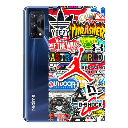 Realme Phone Skins (All Models) - Multi Brands Sticker Graffiti - 3D Embossed Finish (L-37) Realme X7 Pro (5G)