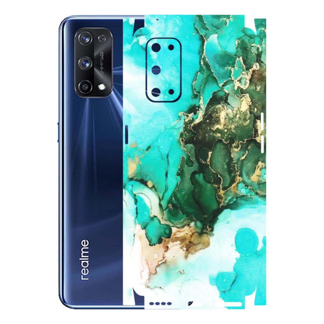 Realme Phone Skins (All Models) - The Blue Gold Marble - Matte Finish (M-124) Realme X7 Pro (5G)