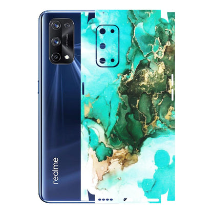 Realme Phone Skins (All Models) - The Blue Gold Marble - Matte Finish (M-124) Realme X7 Pro (5G)