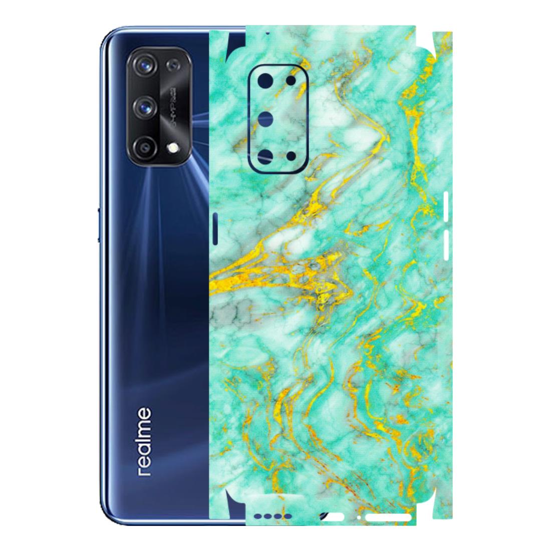 Realme Phone Skins (All Models) - Green And Gold Marble Feel - Matte Finish (M-16) Realme X7 Pro (5G)