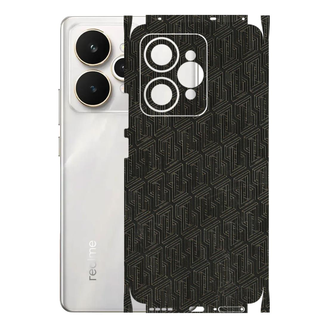 Realme Phone Skins (All Models) - Black Abstract Pattern - 3D Embossed Finish (L-117) Realme 15 5G