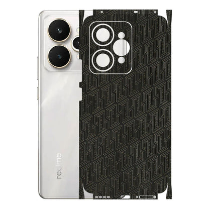 Realme Phone Skins (All Models) - Black Abstract Pattern - 3D Embossed Finish (L-117) Realme 15 5G
