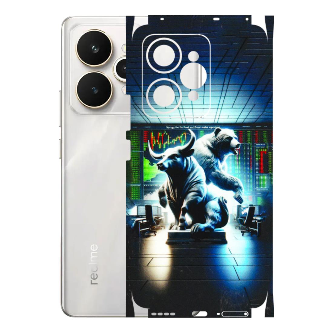 Realme Phone Skins (All Models) - Stock Market Sensex Bear vs Bulls - 3D Embossed Finish (L-15) Realme 15 5G