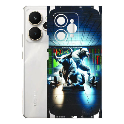 Realme Phone Skins (All Models) - Stock Market Sensex Bear vs Bulls - 3D Embossed Finish (L-15) Realme 15 5G