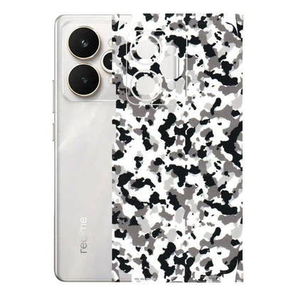 Realme Phone Skins (All Models) - White Black Camouflage - 3D Embossed Finish (L-18) Realme 15 5G