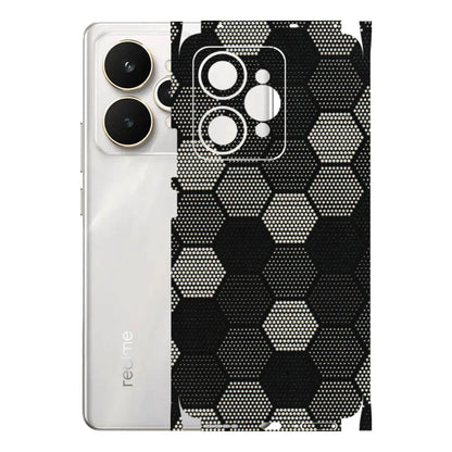 Realme Phone Skins (All Models) - Black & White Dotted Honeycomb Texture - 3D Embossed Finish (L-202) Realme 15 5G