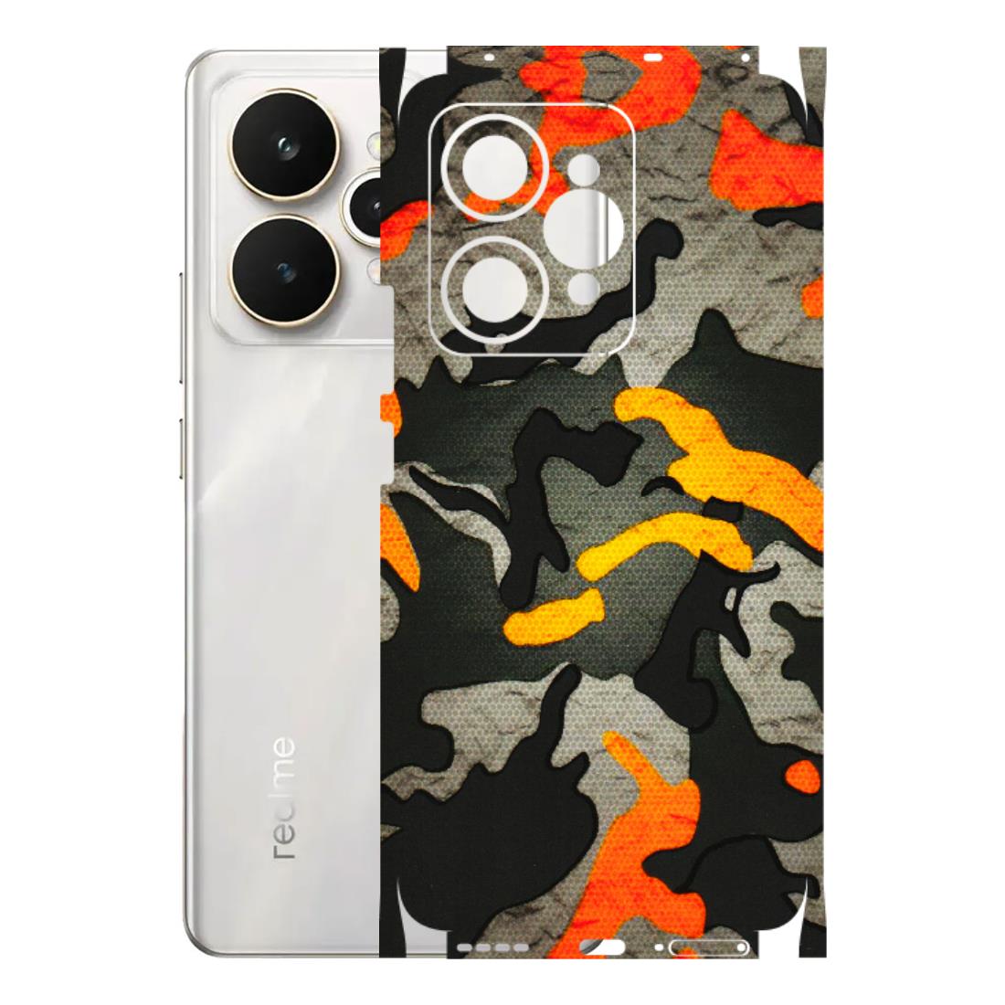 Realme Phone Skins (All Models) - Orange Camouflage - 3D Embossed Finish (L-204) Realme 15 5G