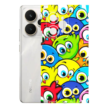 Realme Phone Skins (All Models) - Cute Fluffy Birds - 3D Embossed Finish (L-213) Realme 15 5G