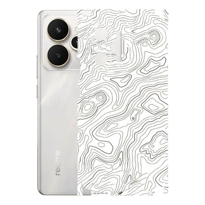 Realme Phone Skins (All Models) - White Black Swirls - 3D Embossed Finish (L-219) Realme 15 5G