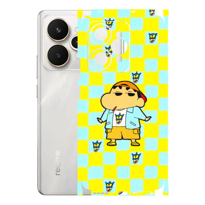 Realme Phone Skins (All Models) - Yellow Blue Shinchan Cute - 3D Embossed Finish (L-221) Realme 15 5G