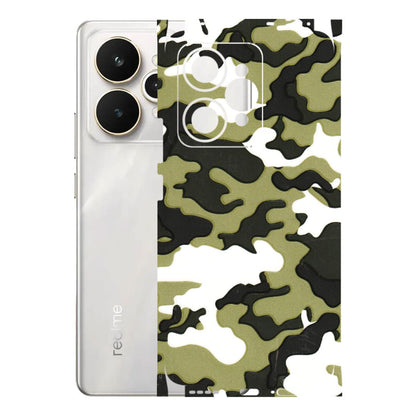 Realme Phone Skins (All Models) - Camouflages White And Green - 3D Embossed Finish (L-243) Realme 15 5G