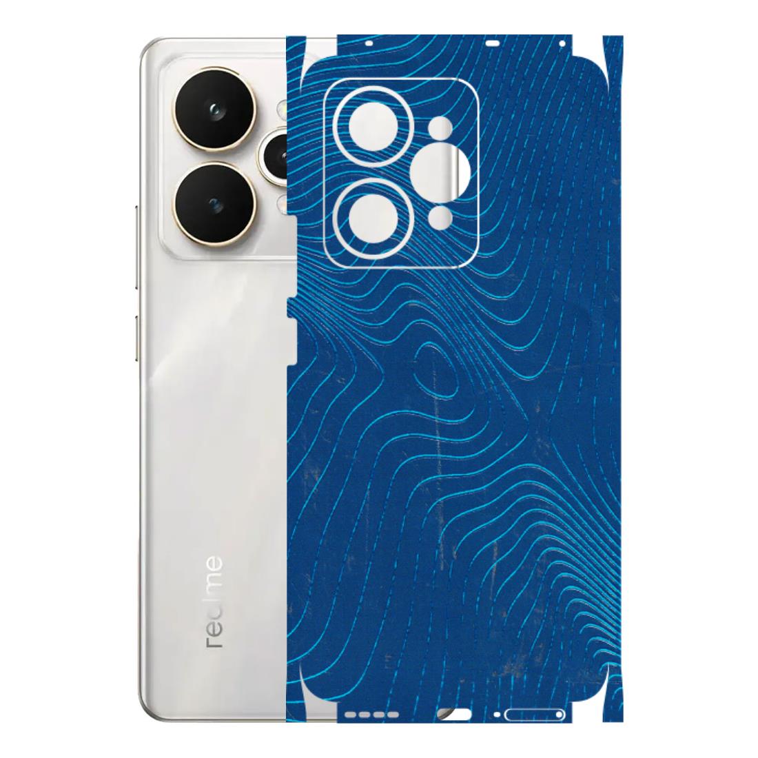 Realme Phone Skins (All Models) - Abstract Blue Line Map - 3D Embossed Finish (L-272) Realme 15 5G