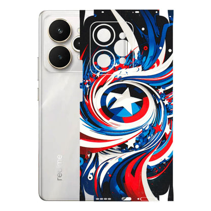 Realme Phone Skins (All Models) - Captain America Logo - 3D Embossed Finish (L-307) Realme 15 5G